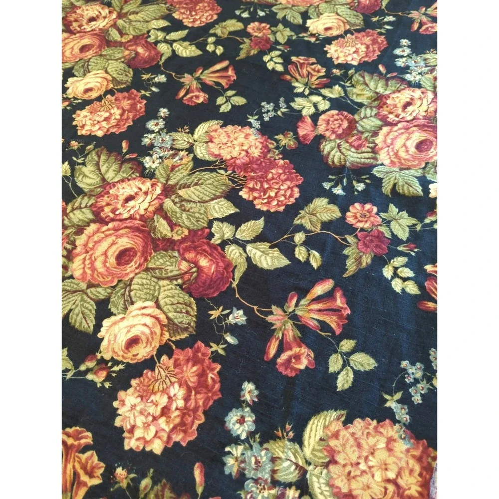 5 Yds Kingsway Glengarry Original Design Fabric Black Floral Rose Guard Finish